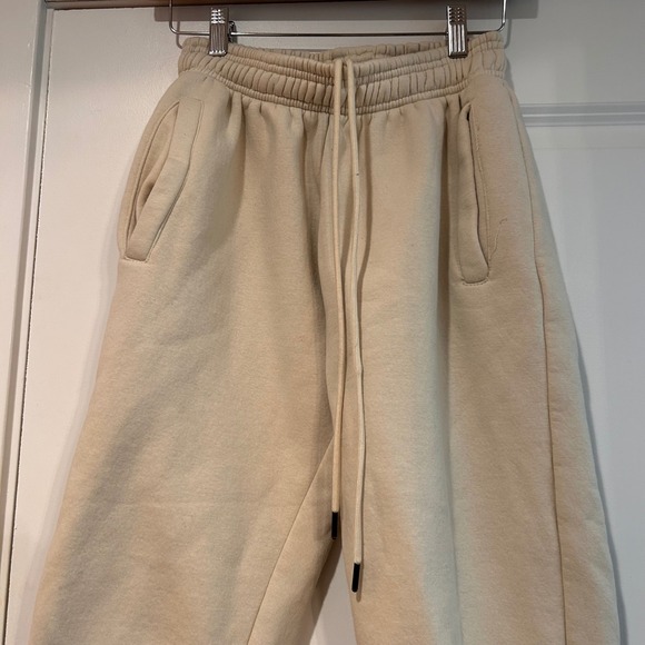 Hours Heavyweight Sweatpants Cream Joggers Mens Small Minimalist Streetwear - Picture 4 of 10